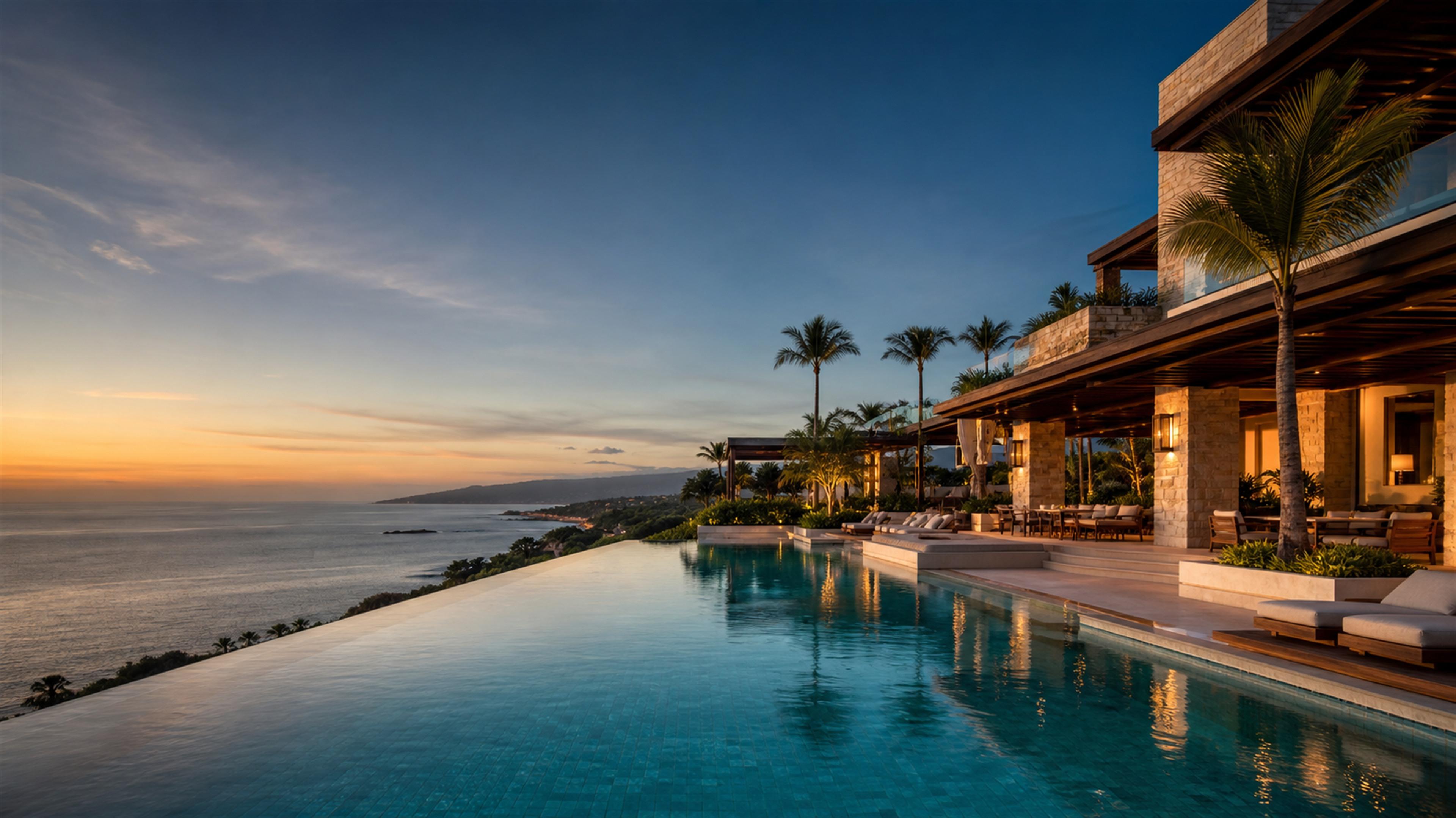 Resort de luxo com piscina de borda infinita